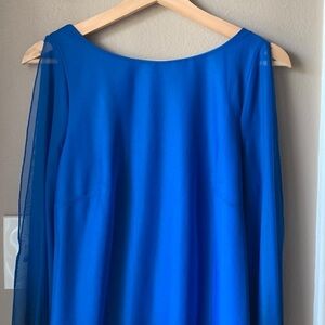 I.N. SAN FRANCISCO Blue Ombre Beaded Long Sleeve Mini Dress